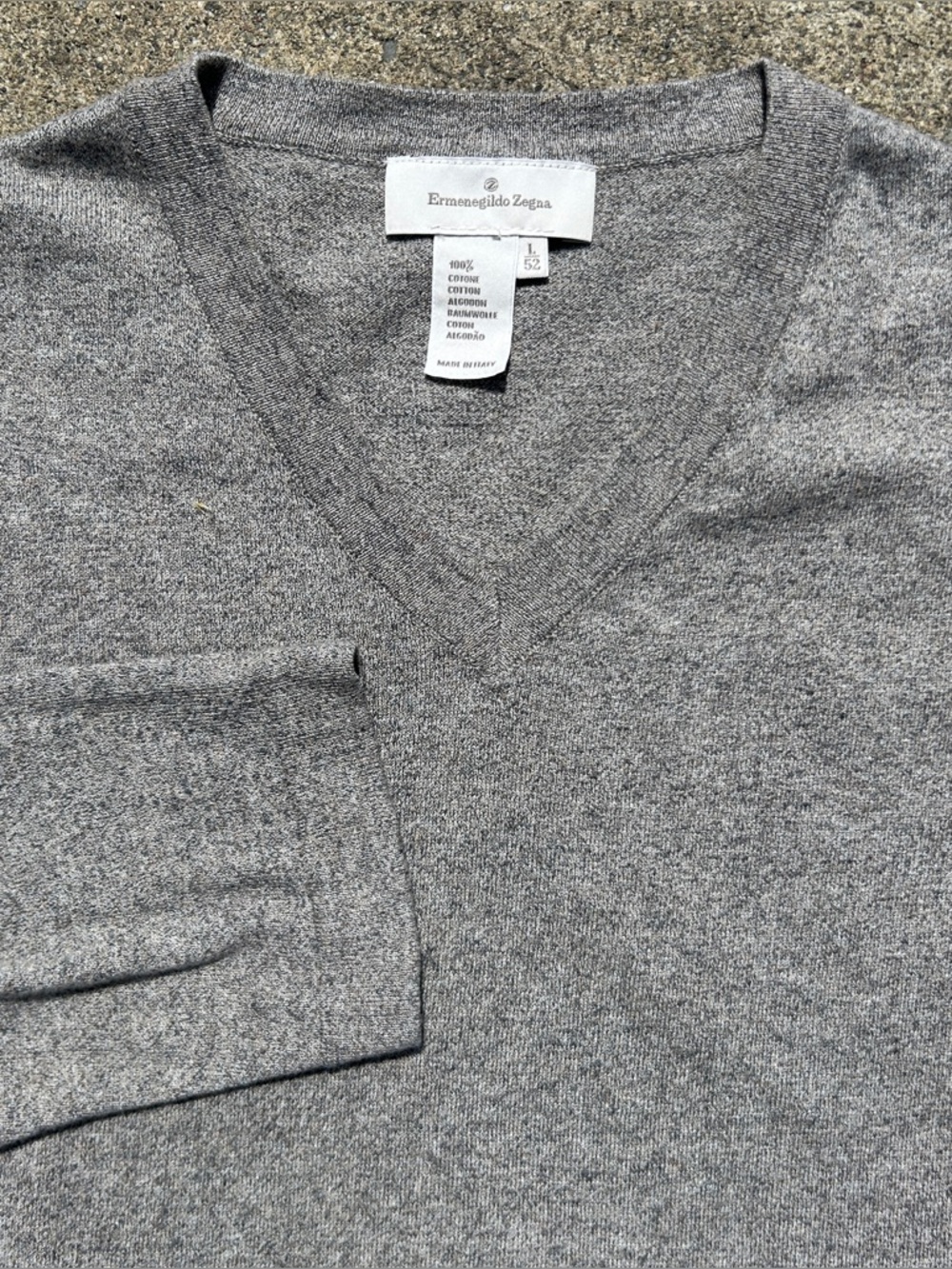 Ermenegildo Zegna Light Gray V‑Neck Sweater